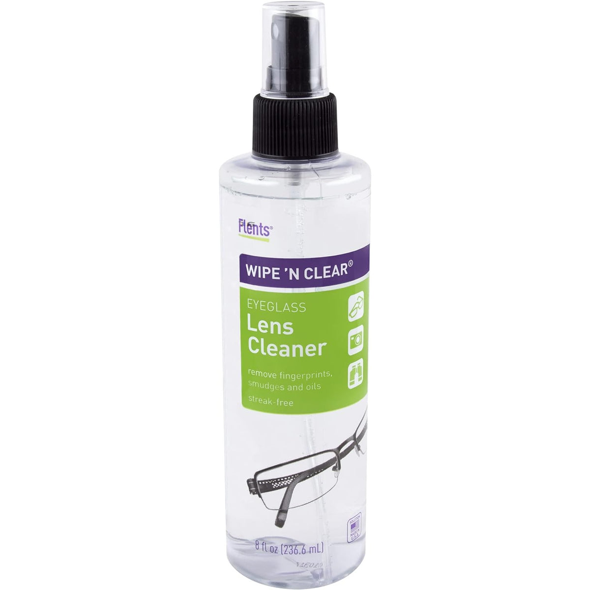 Flents Wipe 'N Clear Eyeglass Lens Cleaner Spray, 8 fl oz (236 mL)