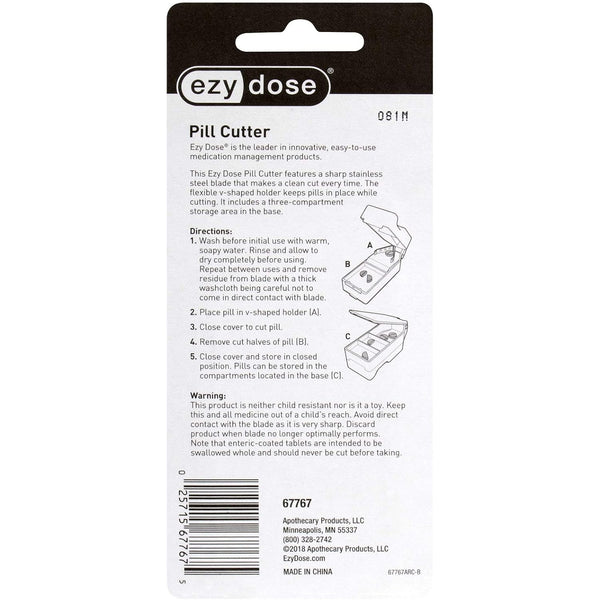 Ezy Dose Pill Cutter with Storage, Cut Vitamins and Tablets, Color May Vary