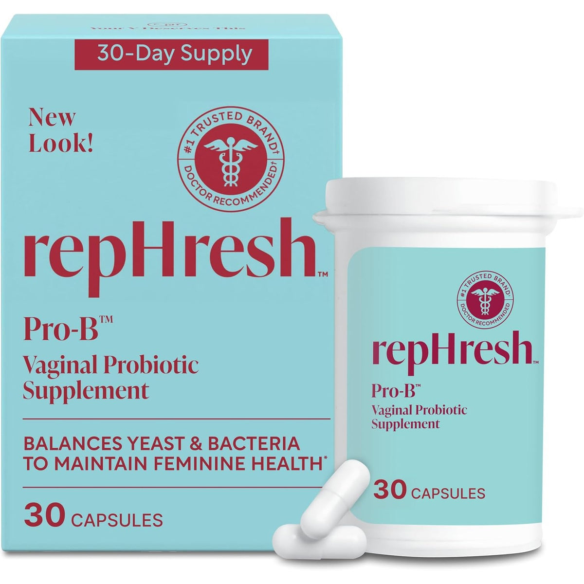 RepHresh Pro-B Vaginal Probiotic Supplement, Probiotic for Women, Balances Yeast and Bacteria to Maintain Feminine Health, Daily Oral Capsules