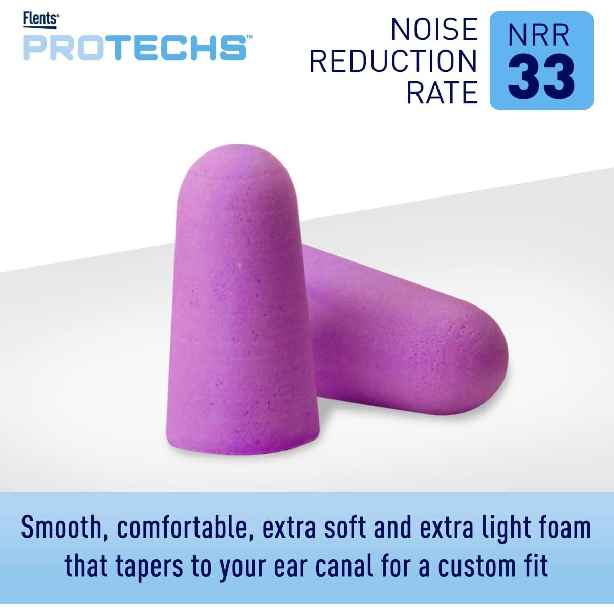 Flents Protechs Quiet Time Foam Ear Plugs, NRR 33, 10 Pair, Purple