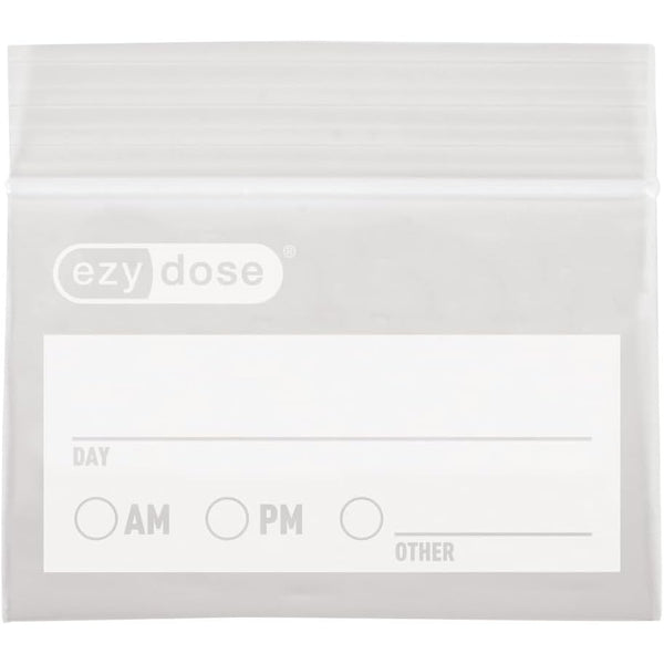 Ezy Dose Disposable Zippered Seal Pill Pouches, Write on Label, 50 Count