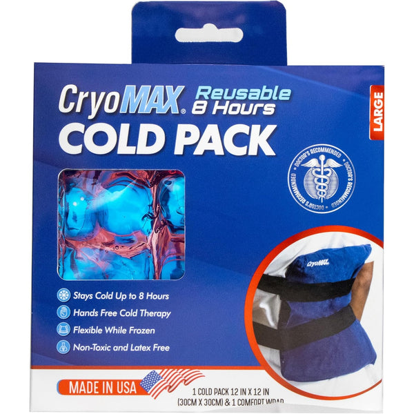 CryoMAX Cold Pack, Reusable, Latex Free, 8 Hour Cold Therapy, Large, 12" x 12" (1 Count)
