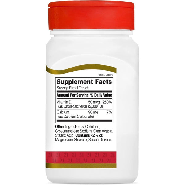 21st Century Vitamin D3 2000 IU Tablets, Bone & Immune, 110 Count