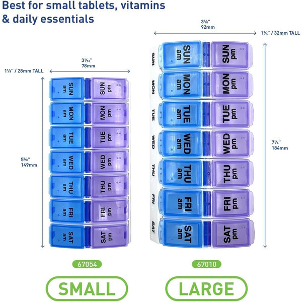 Ezy Dose Weekly (7-Day) AM/PM Pill Organizer, Small Case, Blue/Purple