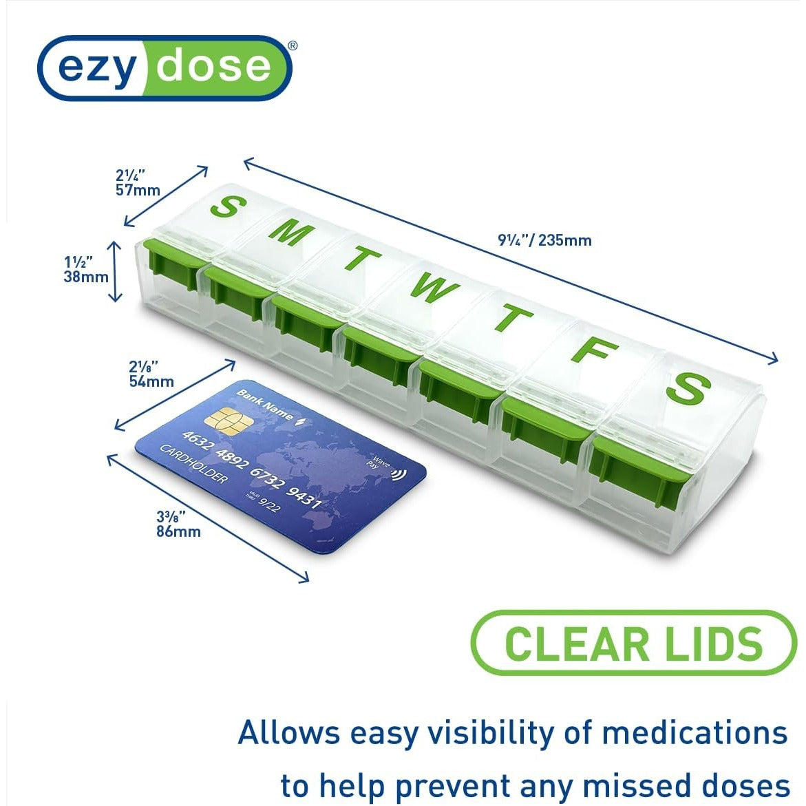 Ezy Dose Weekly (7-Day) Pill Organizer, 2XL Medicine Case, Color May Vary
