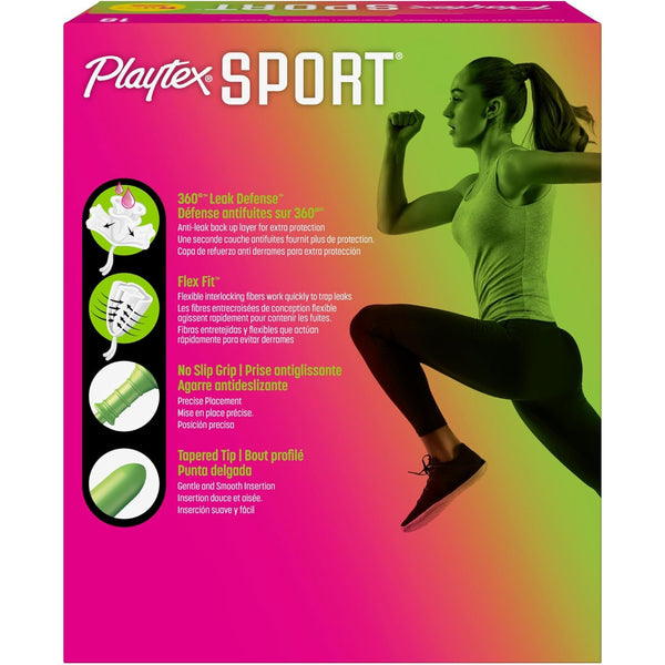 Playtex Sport Tampons Regular Absorbency, Fragrance-Free - 18ct | Regular Tampons for Women, Feminine Care, Playtex Tampon with 360 Leak Defense