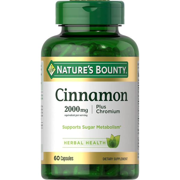 Nature's Bounty Cinnamon 2000mg Plus Chromium, 60 Capsules