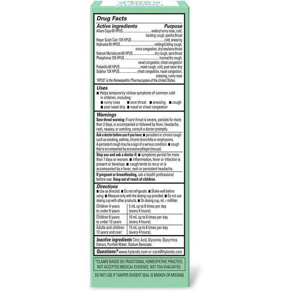 Hyland's Kids Cold Medicine & Cough Syrup Daytime, Ages 2 and up, 4 fl oz