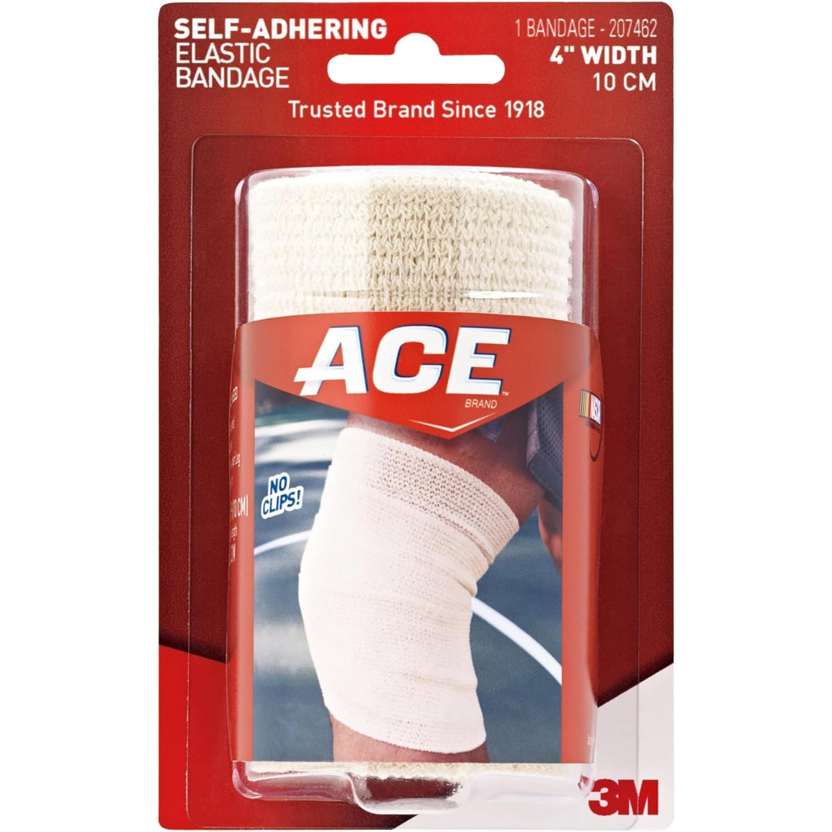 ACE 4 Inch Self-Adhering Elastic Bandage, No Clips, Beige, Great For Leg, Shoulder And More, 1 Count