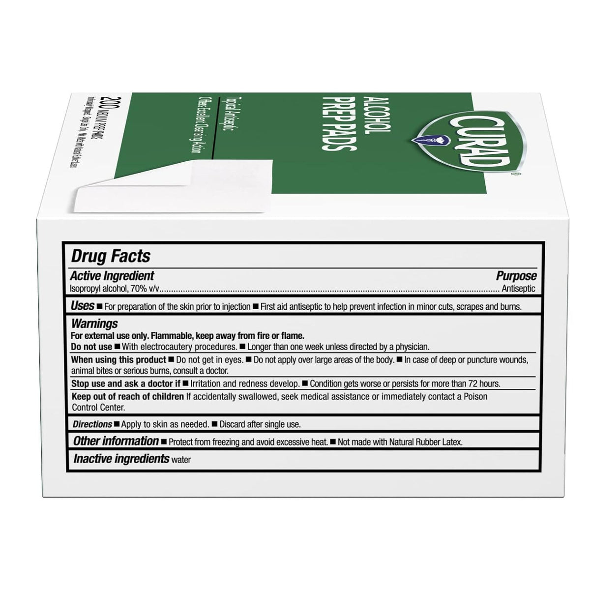 Curad Alcohol Disinfectant Prep Pads, 2-ply, Medium Size, 200 Count