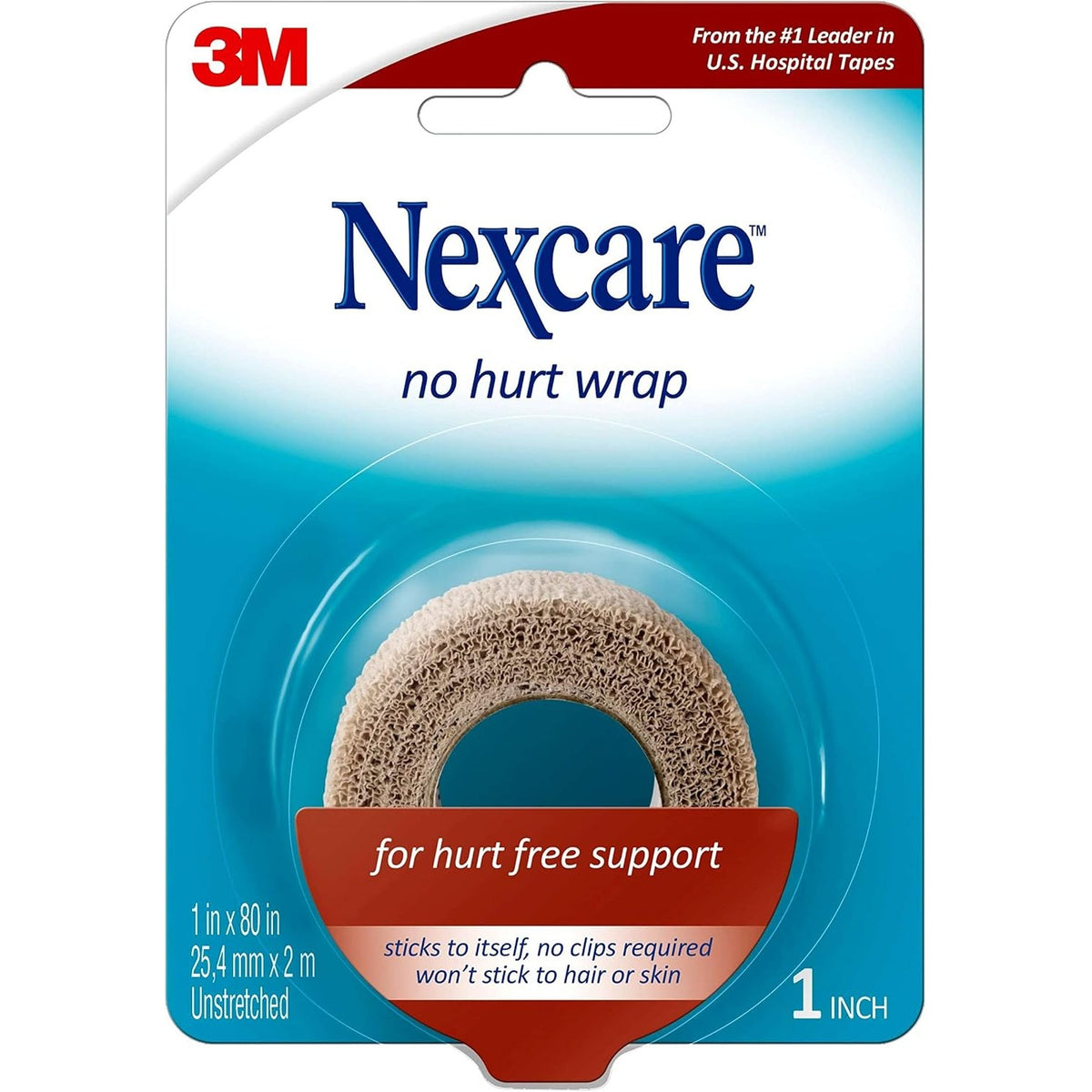 Nexcare No Hurt Wrap, 1 in x 80 in, Unstretched