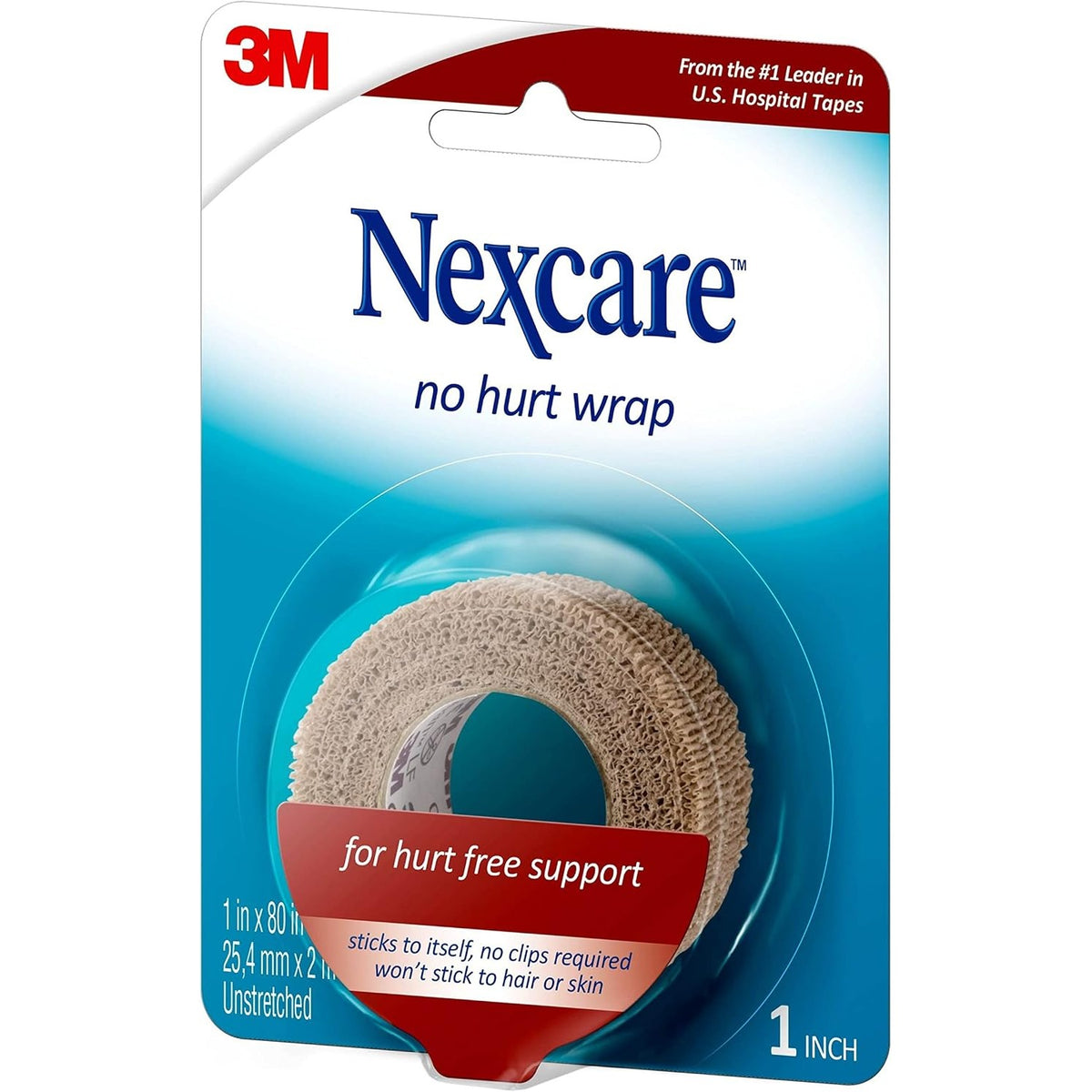 Nexcare No Hurt Wrap, 1 in x 80 in, Unstretched