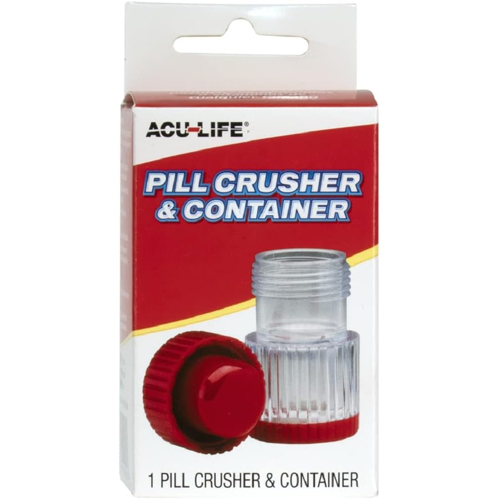 Acu-Life Pill Crusher and Grinder with Storage Compartment, Red