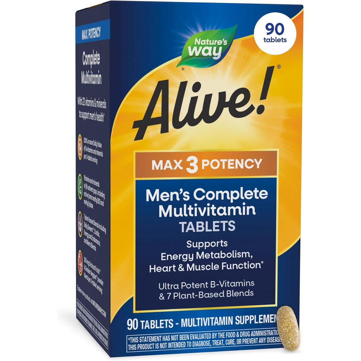 Nature's Way Alive! Men’s Max3 Potency Daily Multivitamin, 90 Tablets