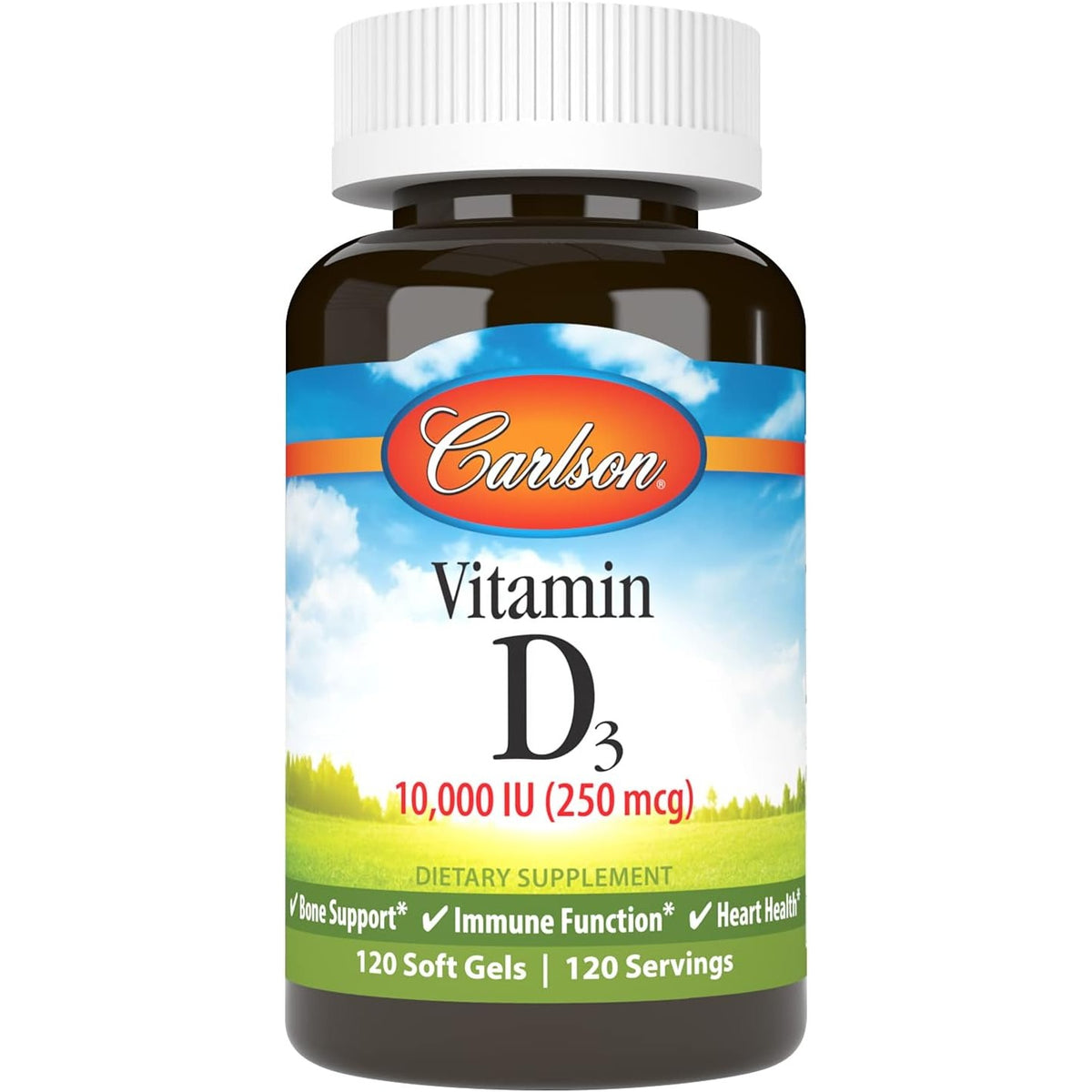 Carlson Vitamin D3 10000 IU (250 mcg), Bone Health, 120 Softgels