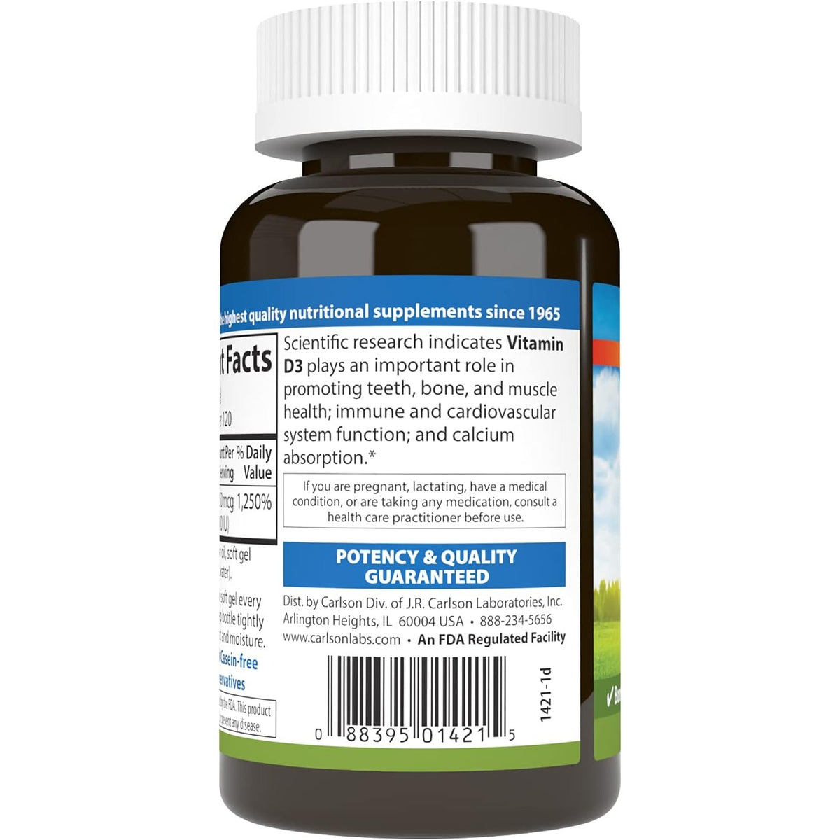 Carlson Vitamin D3 10000 IU (250 mcg), Bone Health, 120 Softgels