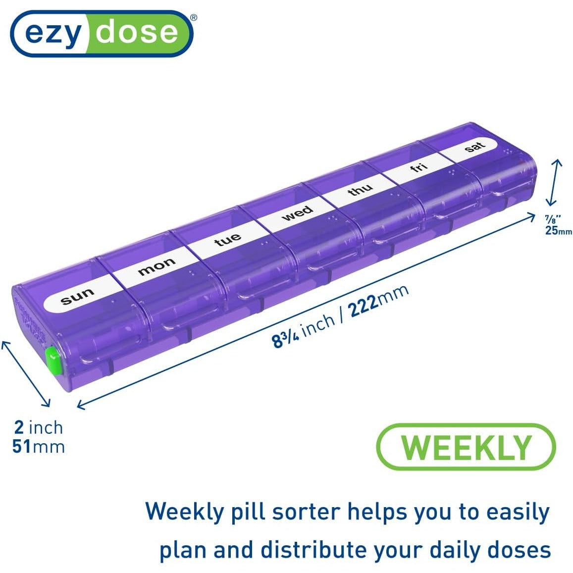 Ezy Dose Weekly (7-Day) Pill Organizer, X-Large Case, Color May Vary