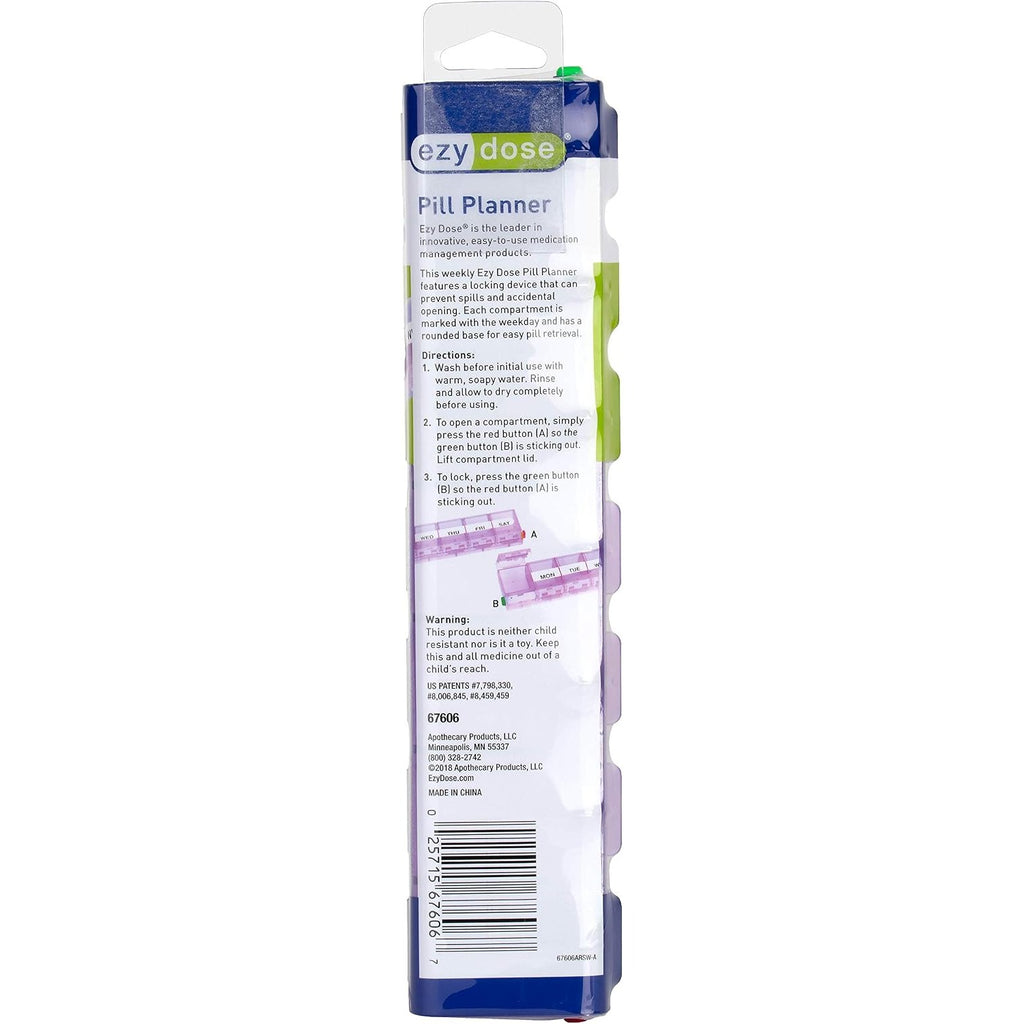 Ezy Dose Weekly (7-Day) Pill Organizer, X-Large Case, Color May Vary