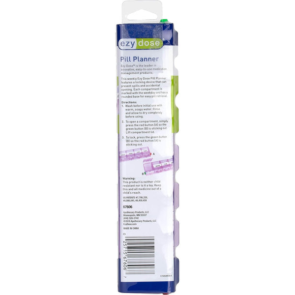 Ezy Dose Weekly (7-Day) Pill Organizer, X-Large Case, Color May Vary