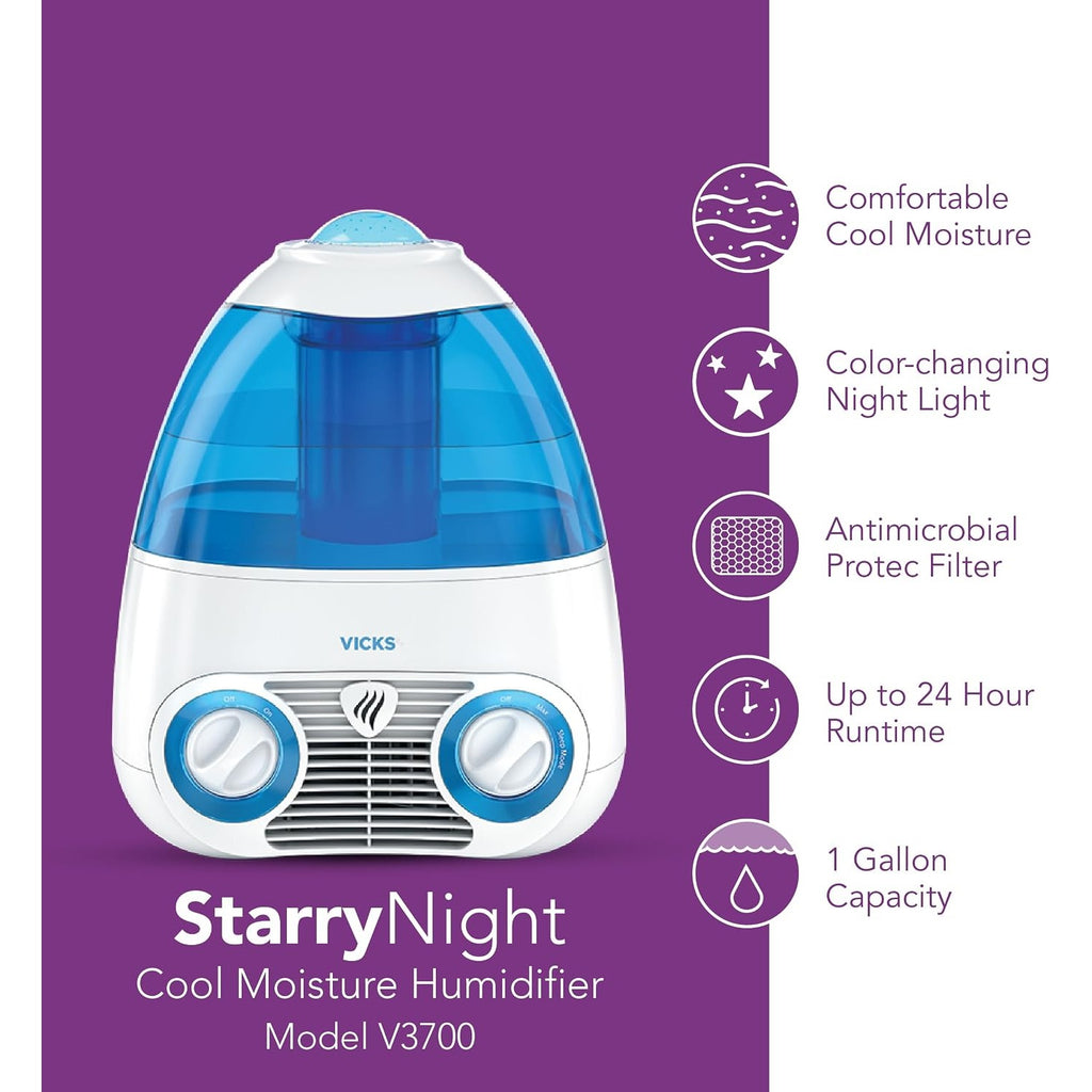 Vicks Starry Night Filtered Cool Mist Humidifier, Medium to Large Rooms