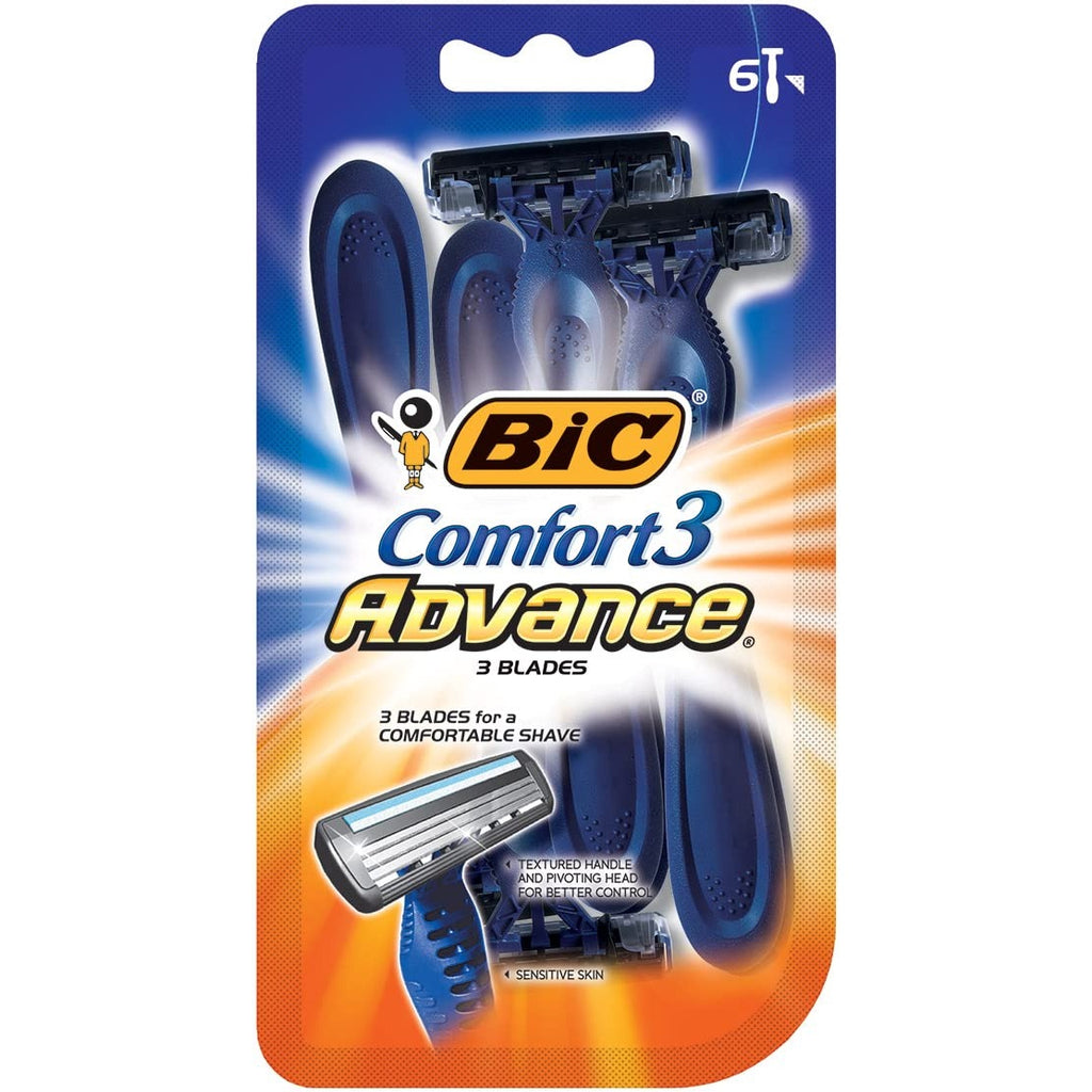 BIC Comfort 3 Advance Disposable Razors for Men, 4 Piece Razor Set