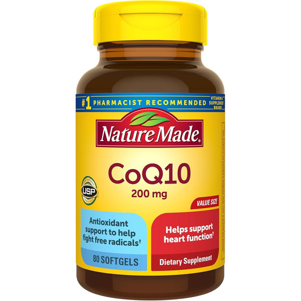 Nature Made CoQ10 200mg Softgels for Heart Health Support, 80 Softgels