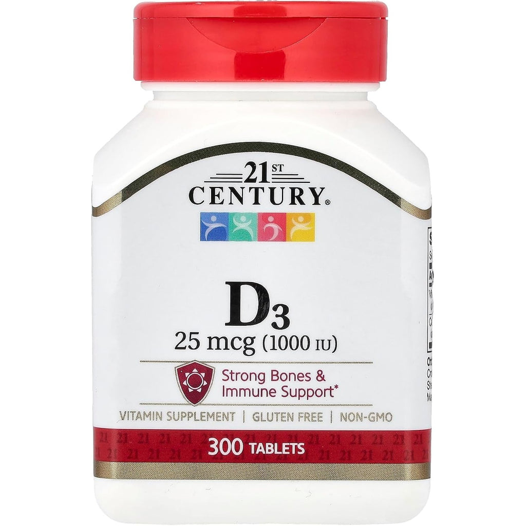 21st Century Vitamin D3 1000 IU Tablets, Bone & Immune, 300 Count