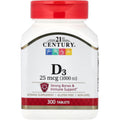 21st Century Vitamin D3 1000 IU Tablets, Bone & Immune, 300 Count