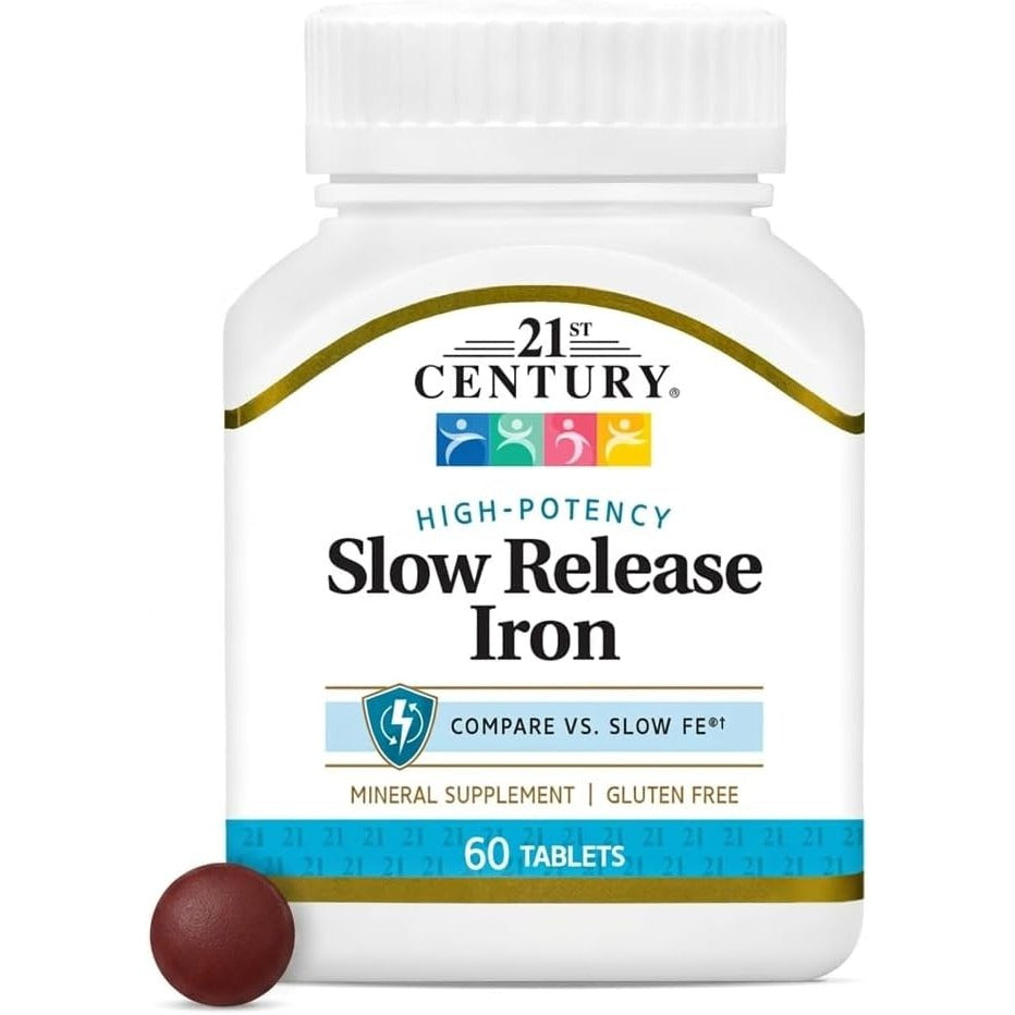 21st Century Slow Release Iron 45mg Tablets, Gentle on Stomach, 60 Count