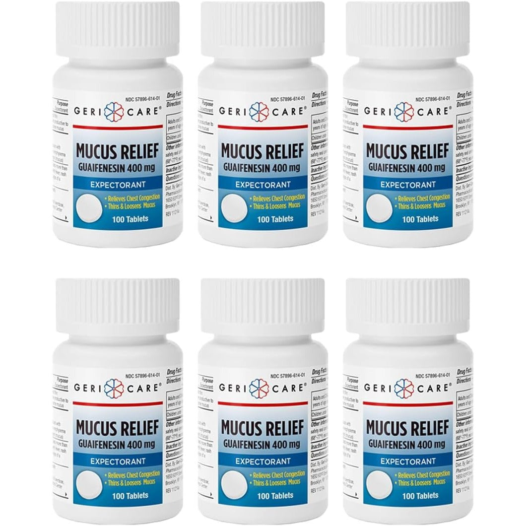 Mucus Relief Tablets by Geri-Care | Expectorant for Chest Congestion Relief | Guaifenesin 400mg | 100 Count Bottle