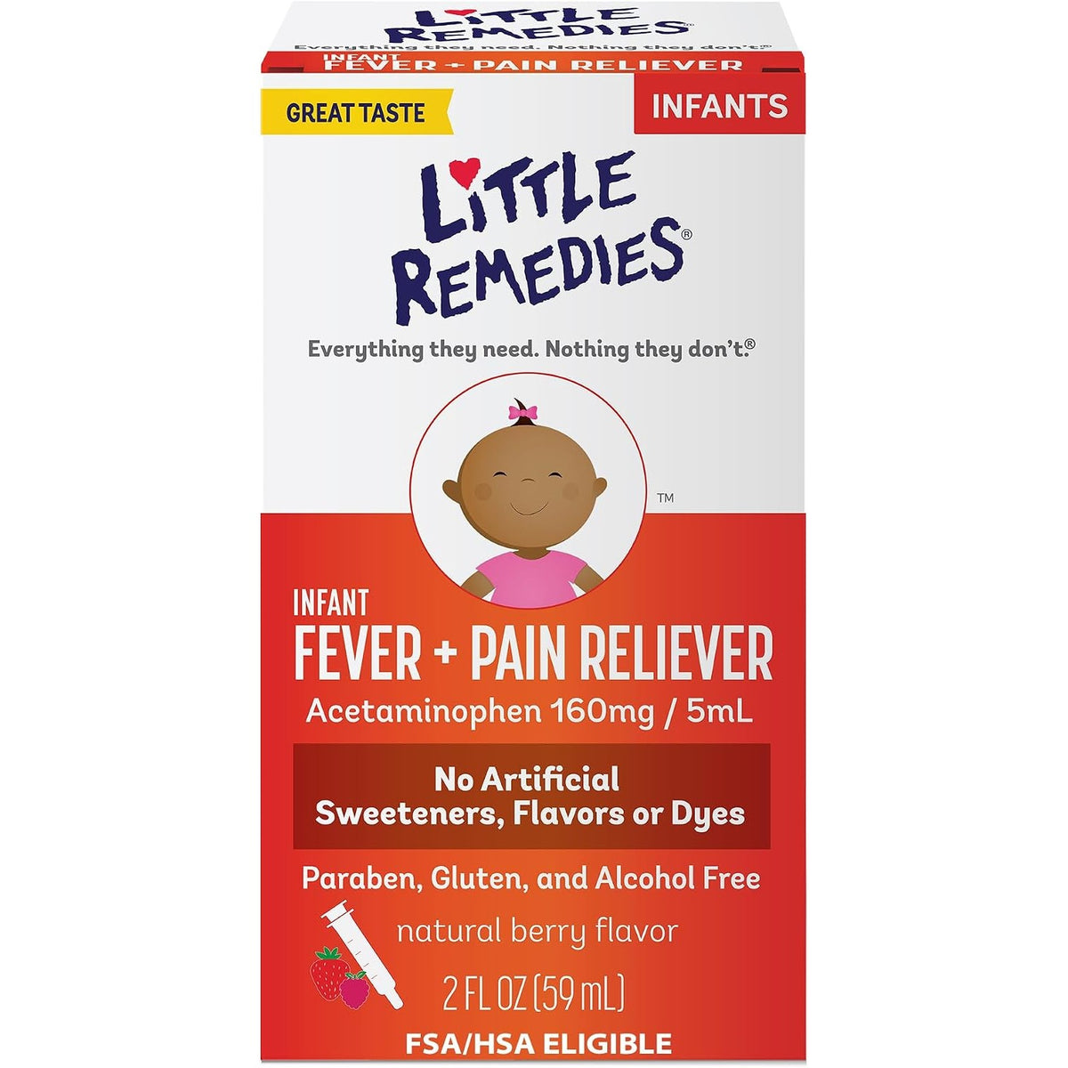 Little Remedies Infant Fever & Pain Reliever, Natural Berry, 2 Fl Oz
