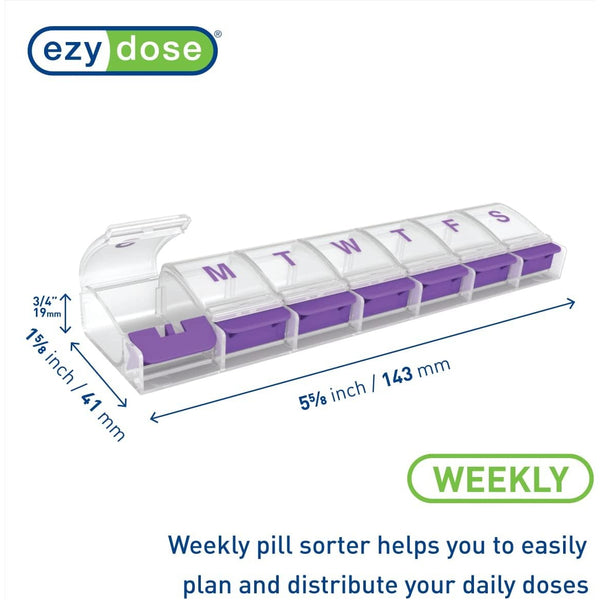 Ezy Dose Weekly (7-Day) Pill Organizer, Medium Planner, Color May Vary