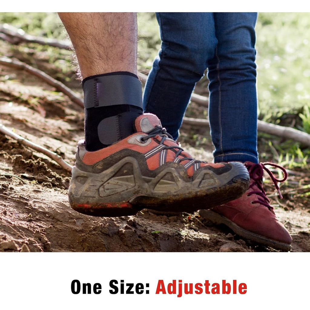 ACE Deluxe Ankle Stabilizer, Adjustable, Black, 1/Pack