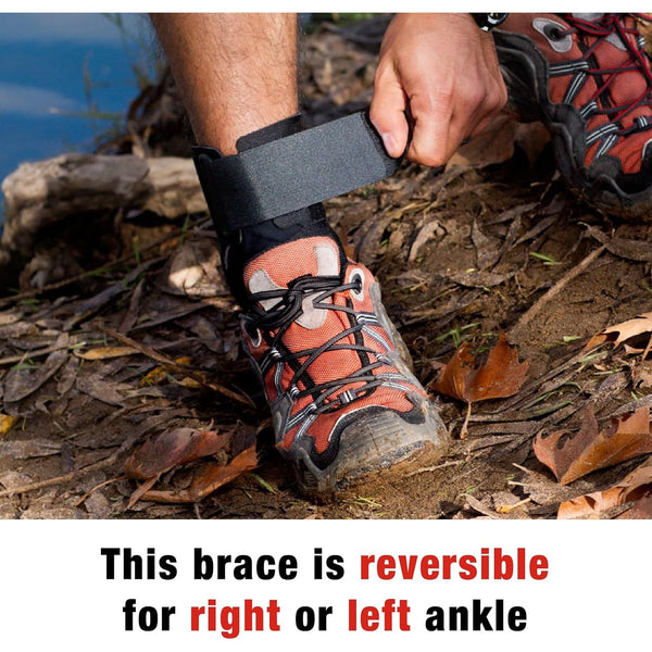 ACE Deluxe Ankle Stabilizer, Adjustable, Black, 1/Pack