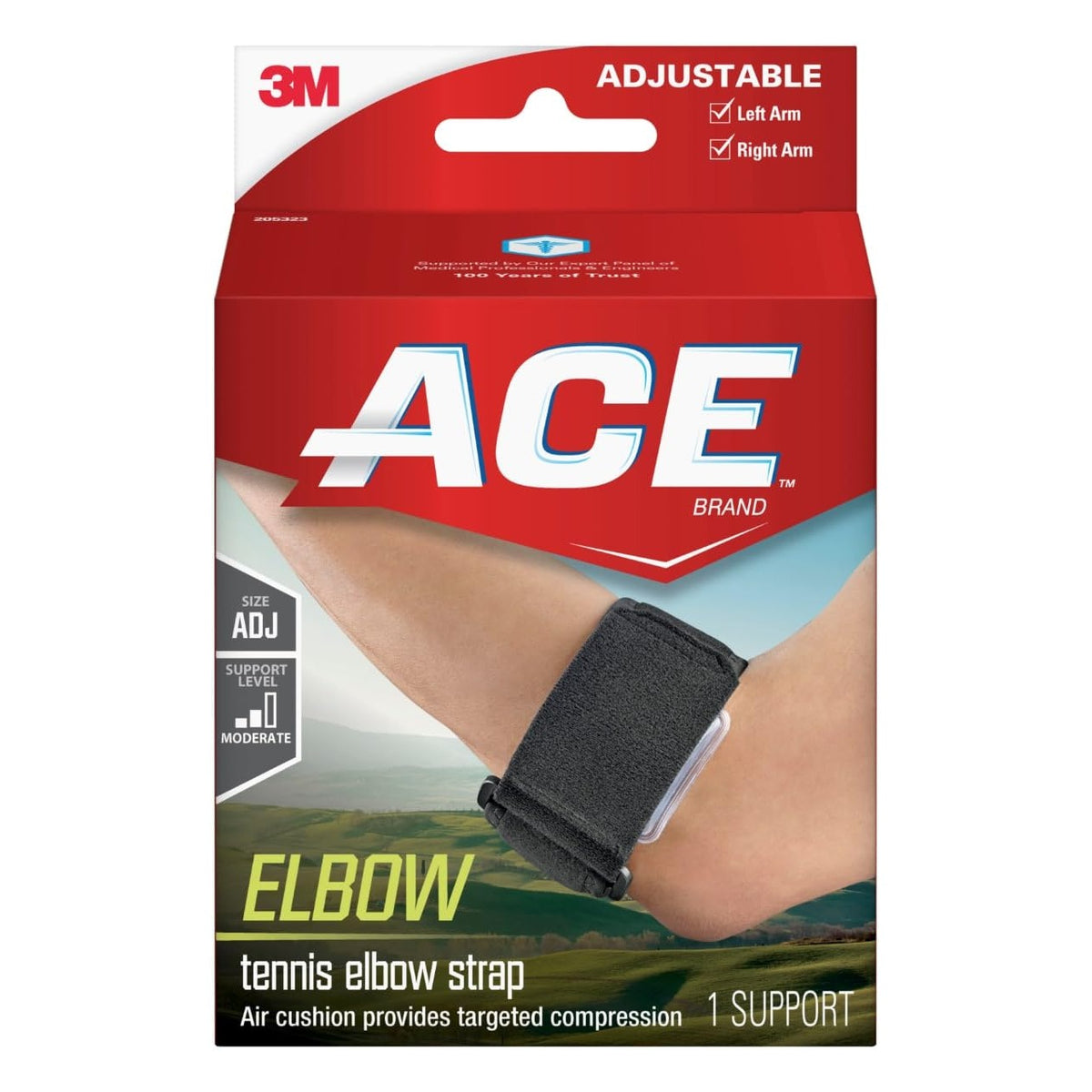 ACE Tennis Elbow Support, One Size, Adjustable, 1 Count