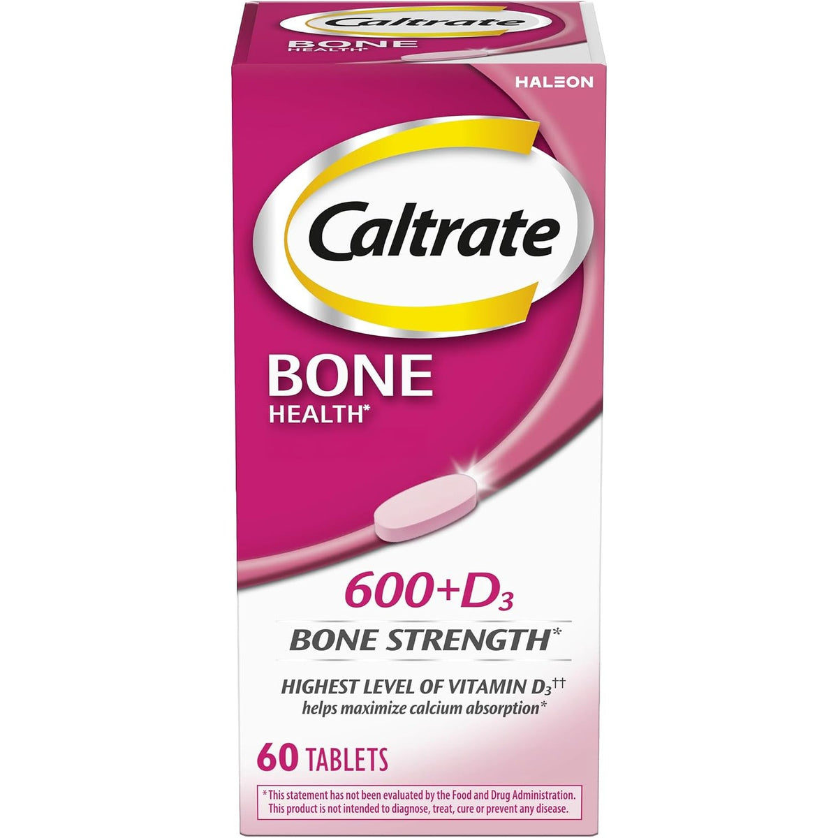 Caltrate 600 Plus D3 Vitamin D and Calcium Supplement Tablets, 60 Count