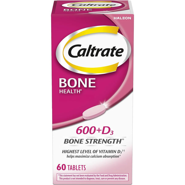 Caltrate 600 Plus D3 Vitamin D and Calcium Supplement Tablets, 60 Count