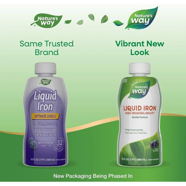 Nature’s Way Liquid Iron Supplement, 18 mg per Serving, Berry, 16 Fl Oz