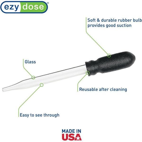 Ezy Dose Ear & Eye Glass Dropper, 1mL Calibrated, Easy to Use, BPA Free