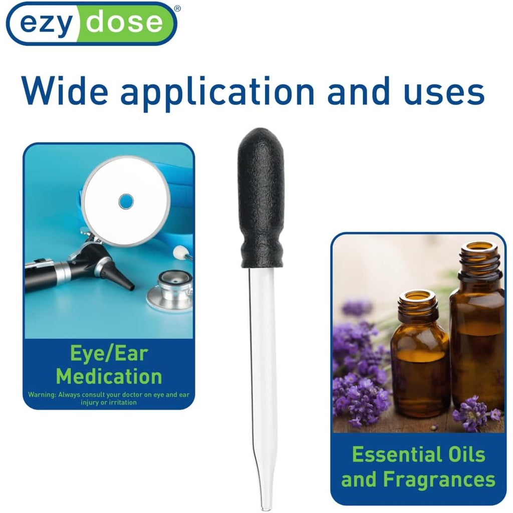 Ezy Dose Ear & Eye Glass Dropper, 1mL Calibrated, Easy to Use, BPA Free