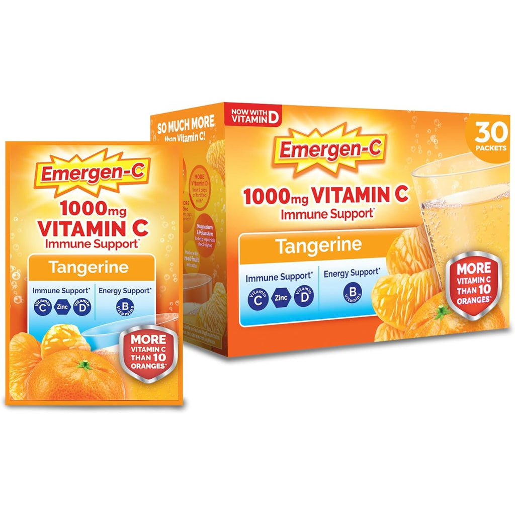 Emergen-C 1000mg Vitamin C Immune Support Powder, Tangerine, 30 ct