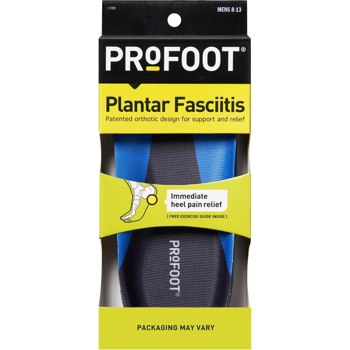 PROFOOT Plantar Fasciitis Orthotic Insoles for Men (Sizes 8-13) – Gel Shoe Inserts for Instant Heel Pain Relief and Arch Support - 1 Pair of Heel Pads