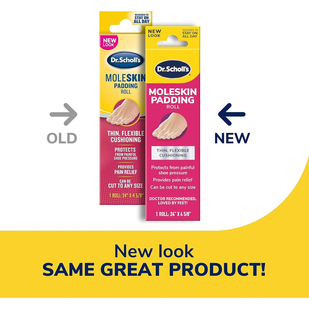 Dr. Scholl's Moleskin Padding Roll, Flexible Cushioning, 24" x 4 5/8"