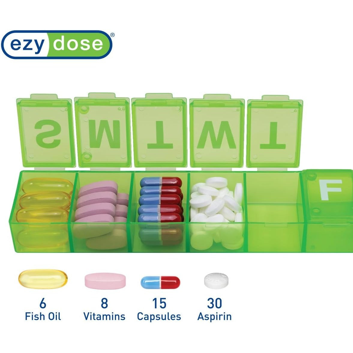 Ezy Dose Weekly (7-Day) Pill Organizer, X-Large Planner, Color May Vary