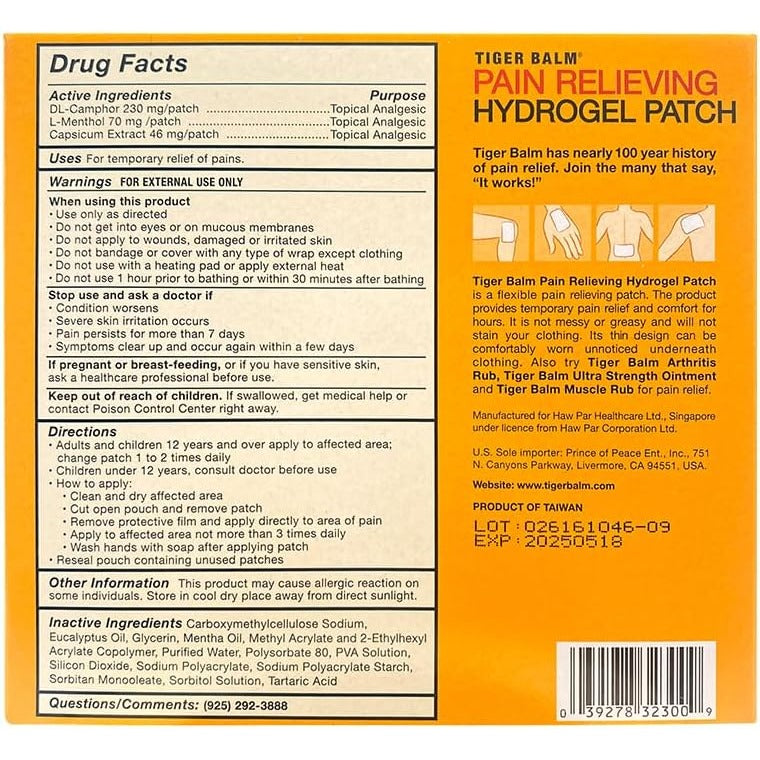 Tiger Balm Pain Relieving Patch Large 4 Each