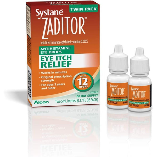 Alcon Zaditor Antihistamine Eye Drops, Twin Pack, 5-mL Each