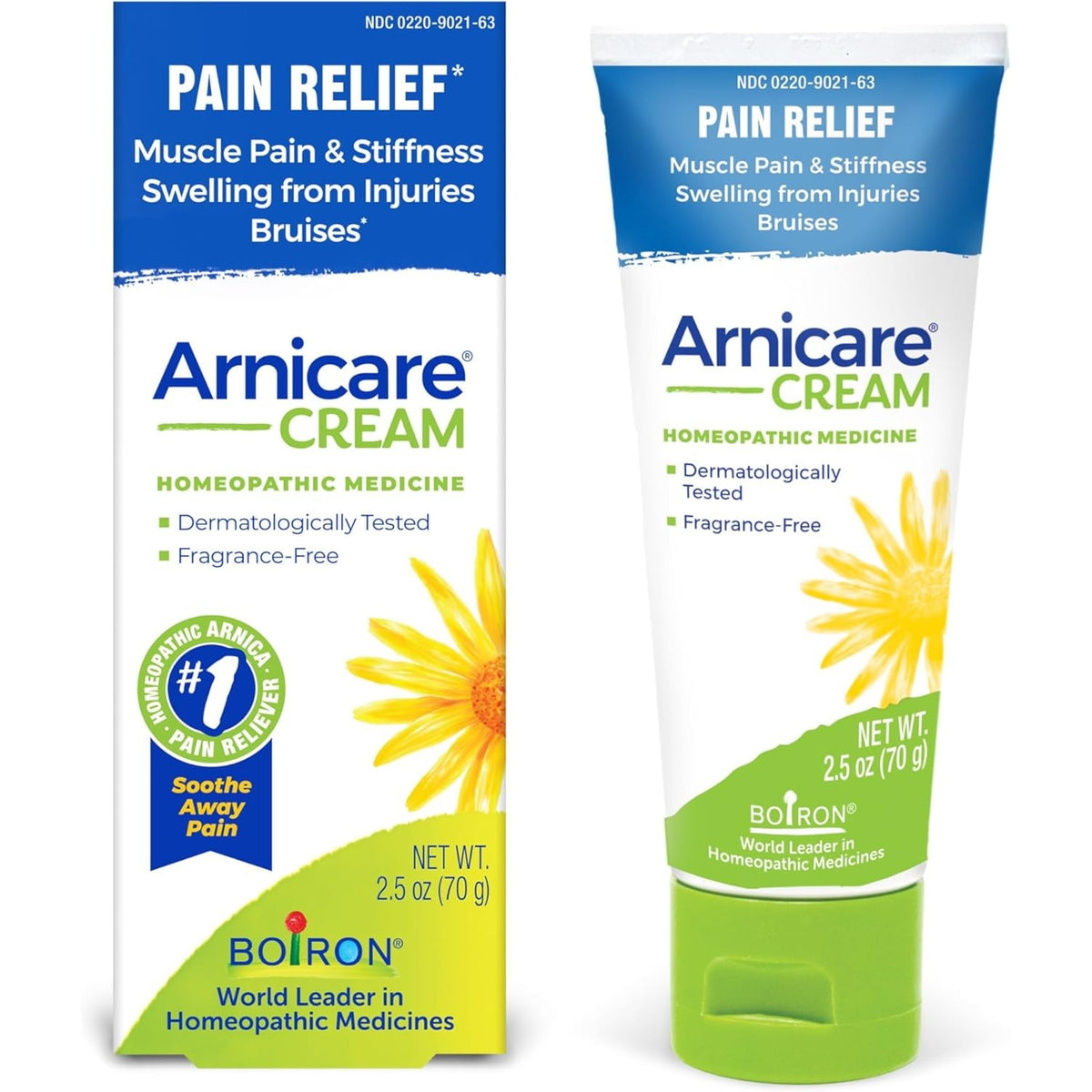 Boiron Arnicare Cream for Joint Pain, Muscle Pain, Swelling, Soreness, Stiffness, and Bruises - Fast Absorbing and Fragrance-Free - 2.5 oz