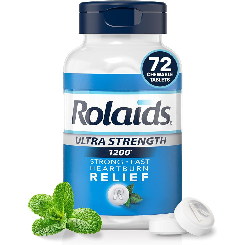 Rolaids Ultra Strength Antacid Chewable Tablets, Mint, 72-Count