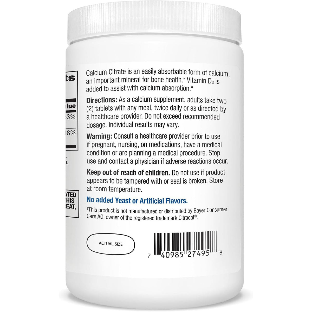 21st Century Calcium Citrate Plus D3 Maximum Tablets, 400 Count