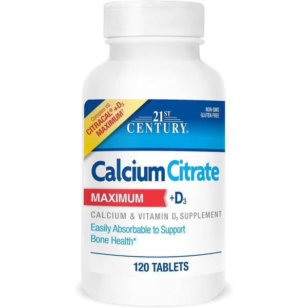 21st Century Calcium Citrate Plus D Maximum Caplets, 120 Count